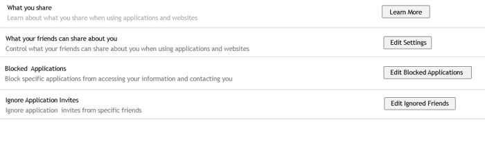 application settings
